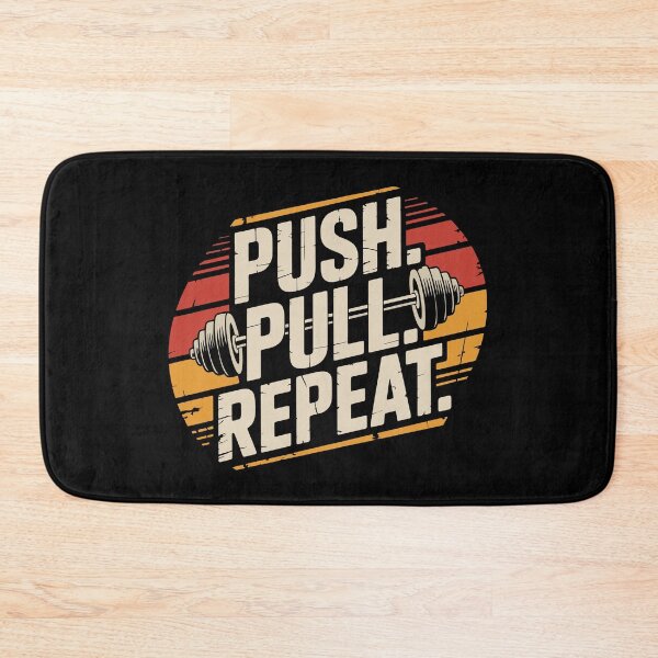 Item preview, Push Pull Repeat Minimalist Gym Quote designed and sold by Slaw-Creation.