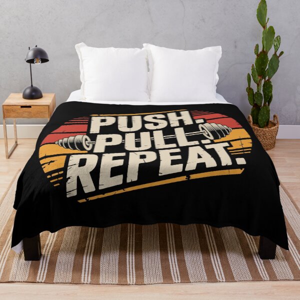 Item preview, Push Pull Repeat Minimalist Gym Quote designed and sold by Slaw-Creation.