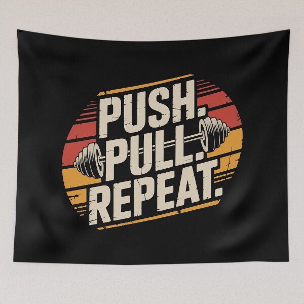 Item preview, Push Pull Repeat Minimalist Gym Quote designed and sold by Slaw-Creation.