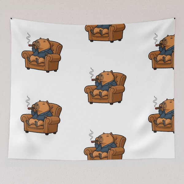 Item preview, A FUNNY CARTOON CAPIBARA SMOKES designed and sold by infinitearte.