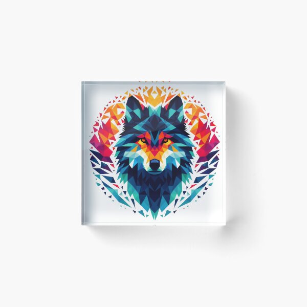 Item preview, a wolf in a colorful polygon designed and sold by BeAr-tist.