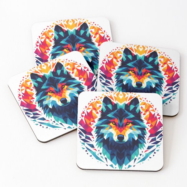 Item preview, a wolf in a colorful polygon designed and sold by BeAr-tist.