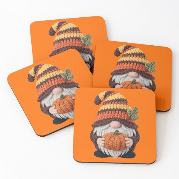 Item preview, Crochet Fall Gnome Holding Pumpkin Cute Autumn Art designed and sold by FreshVibe Prints.