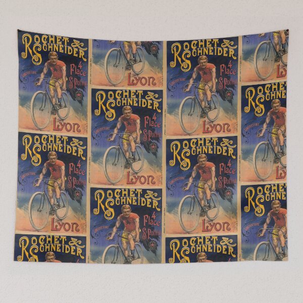 Aperçu de l'œuvre affiche de vélo vintage Rochet & Schneider | Style Art Nouveau | Couleurs vibrantes | Histoire du cyclisme français créée et vendue par artofuniverse.