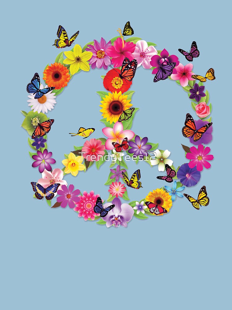 Butterfly Peace Sign Floral Flower Garden Nature Design T Shirt For Sale By Trendytees12 