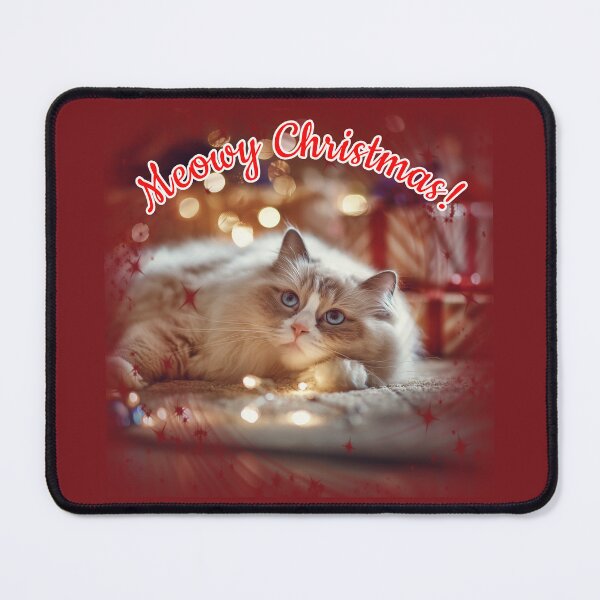 Item preview, Meowy Christmas Cat – Cozy Fluffy Feline Under the Lights designed and sold by Pawprints by Katrze.