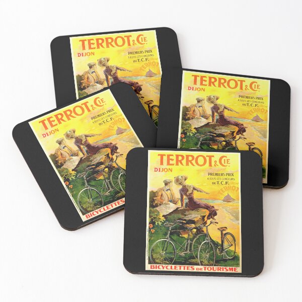 Item preview, Vintage Art Nouveau Bicycle Poster | Terrot & Cie Dijon | Touring Adventure Freedom | Coastal Sunset Scene designed and sold by artofuniverse.