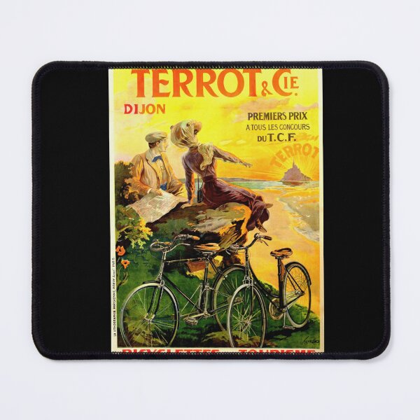 Item preview, Vintage Art Nouveau Bicycle Poster | Terrot & Cie Dijon | Touring Adventure Freedom | Coastal Sunset Scene designed and sold by artofuniverse.