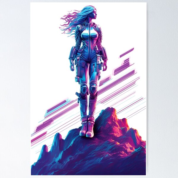Item preview, Future Woman Cyberpunk Glitch Art designed and sold by CharlottePlaceArt.