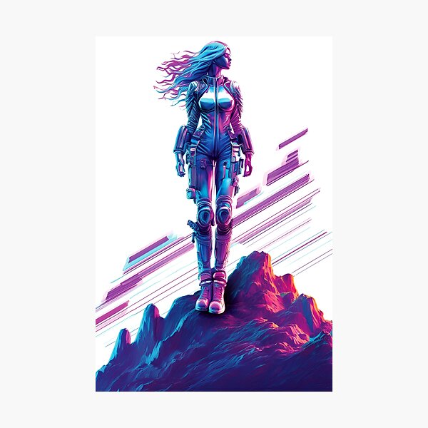 Item preview, Future Woman Cyberpunk Glitch Art designed and sold by CharlottePlaceArt.