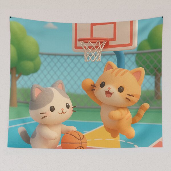 Item preview, Kawaii cats play basketball designed and sold by Mauswohn.