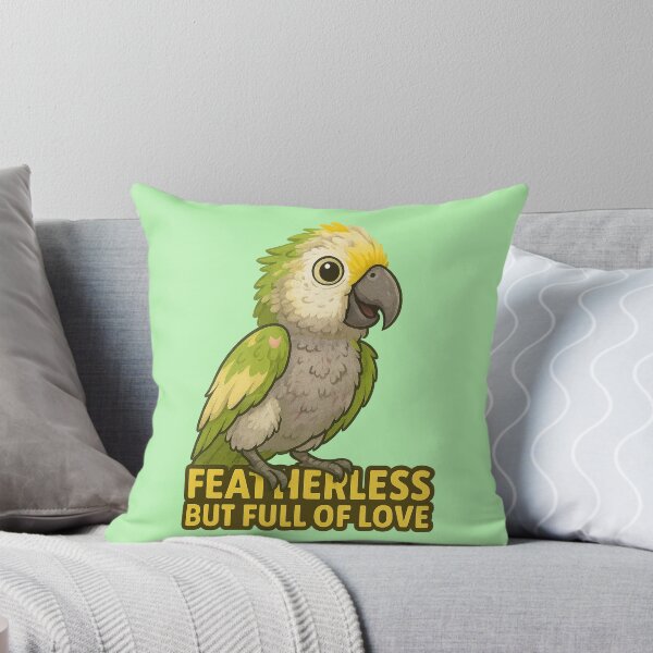 Item preview, Featherless but Full of Love – Scruffy Rescue Parrot Cartoon designed and sold by HelpHaha.
