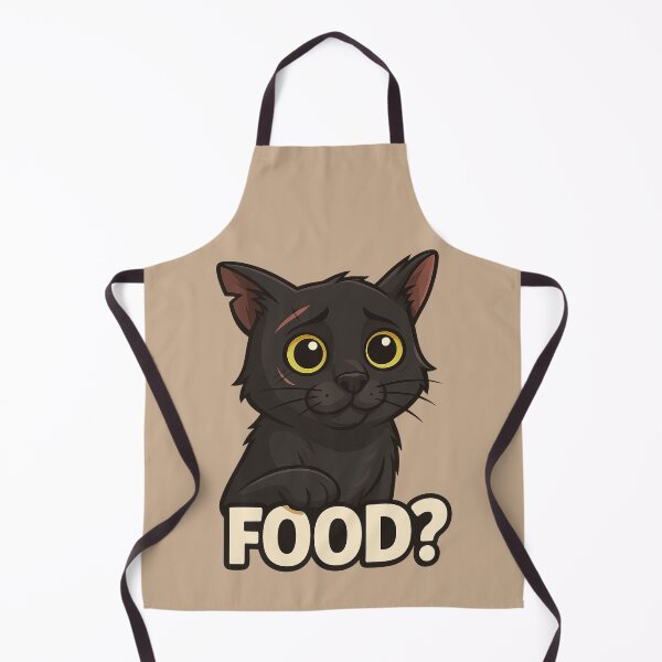 Item preview, Black Street Rescue Cat Asking “FOOD?” – Tough but Sweet Cartoon Cat Design designed and sold by HelpHaha.