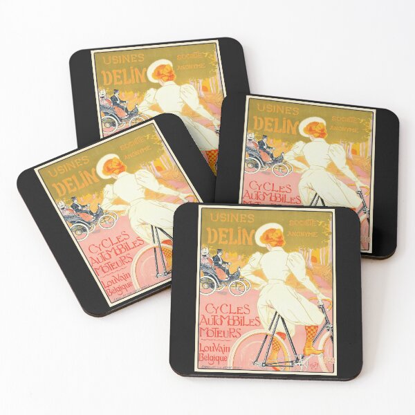 Item preview, Vintage Art Nouveau Poster | 1898 Usines Delin | Antique Cycling & Automobile Art Print | Louvain Belgium Wall Decor designed and sold by artofuniverse.