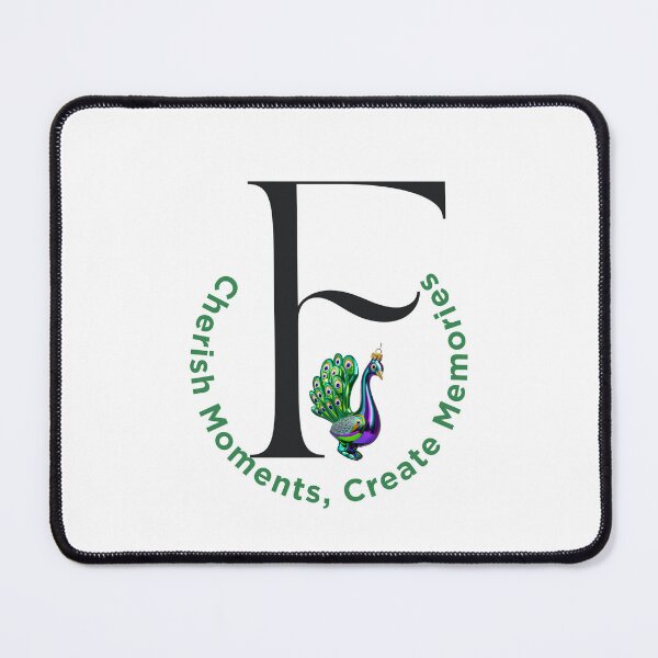 Item preview, Letter F Christmas Monogram – Black Alphabet with Peacock Ornament & Festive Greeting designed and sold by Cultradesign.