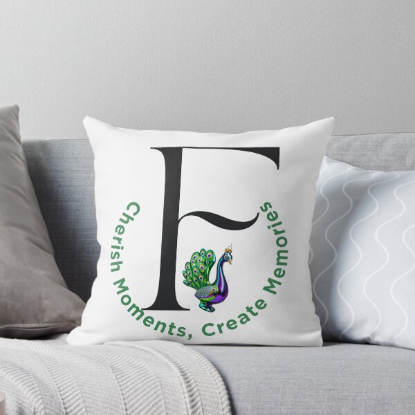 Item preview, Letter F Christmas Monogram – Black Alphabet with Peacock Ornament & Festive Greeting designed and sold by Cultradesign.