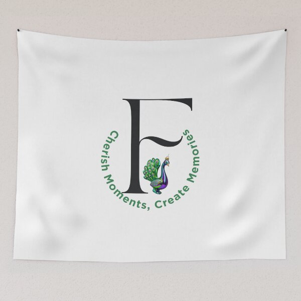 Item preview, Letter F Christmas Monogram – Black Alphabet with Peacock Ornament & Festive Greeting designed and sold by Cultradesign.