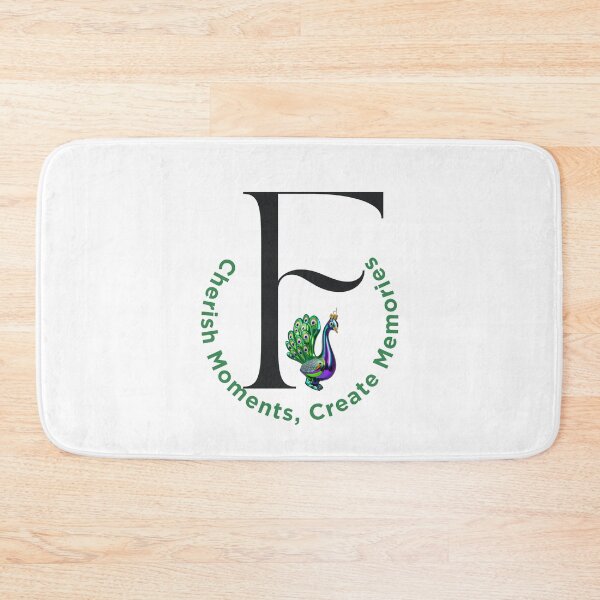 Item preview, Letter F Christmas Monogram – Black Alphabet with Peacock Ornament & Festive Greeting designed and sold by Cultradesign.