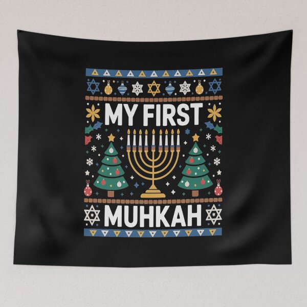 Item preview, My 1st Chrismukkah Sweater Style with Menorah and Trees Baby designed and sold by VladoZork.