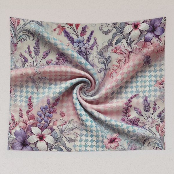 Item preview, Vintage Pastel Garden – Floral Pattern on a Soft Gingham Background designed and sold by Tommandjerry.
