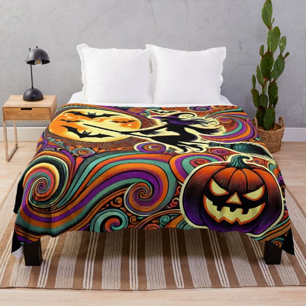 Item preview, Groovy Halloween Witch and Pumpkin Psychedelic Design. designed and sold by The-T-In-Retro.