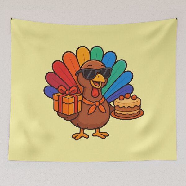 Item preview, Festive Turkey with Cake and Gift – Thanksgiving Joy designed and sold by annenambiro.