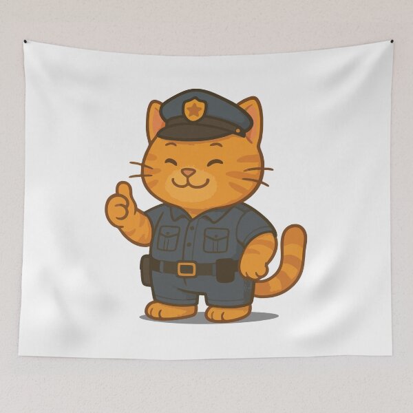 Item preview, Cute Police Cat | Orange Cat Dressed as Policeman | Kawaii Cat Officer Illustration designed and sold by PierrelyHO.