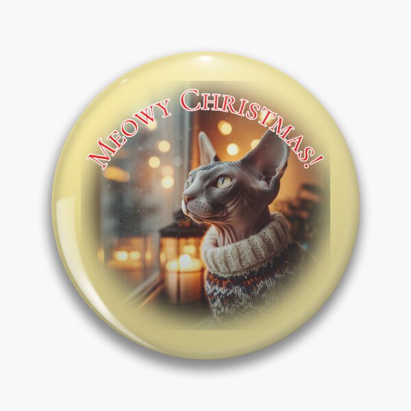 Item preview, Meowy Christmas – Sphynx Cat in Cozy Sweater designed and sold by Pawprints by Katrze.