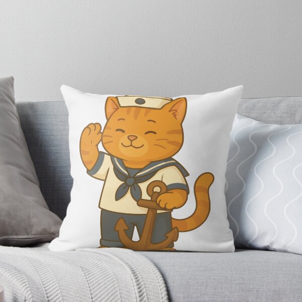 Artikelvorschau, Niedliche Matrosenkatze | Entzückende orange Katze im Matrosenkostüm mit Anker | Maritime Katzenillustration entworfen und verkauft von PierrelyHO.