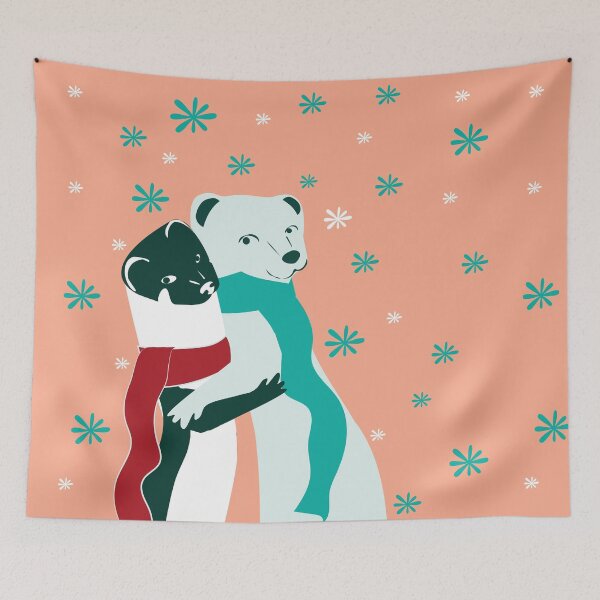 Item preview, Mustelid Christmas Weasel Hugs Salmon #2 designed and sold by belettelepink.