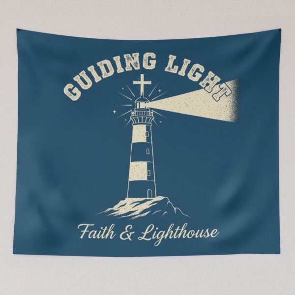 Item preview, Guiding Light Christian Lighthouse Design - Hope Cross Beacon Spiritual Art designed and sold by Syrupulse.
