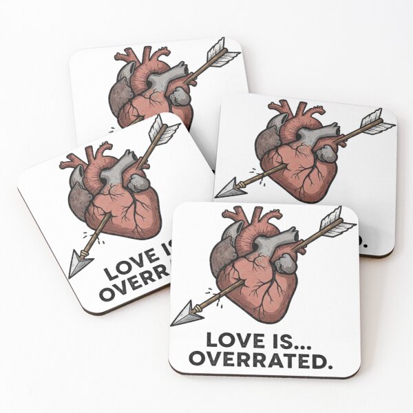 Item preview, "Love Is Overrated" Broken Heart T-Shirt – Edgy Anti-Valentine Graphic Tee for Men & Women designed and sold by KJKwasniak.