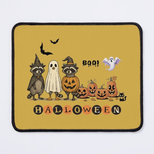Item preview, Cute Raccoon Halloween Squad | Vintage Ghost and Jack-o'-Lanterns designed and sold by Akarshani Rumeshika.