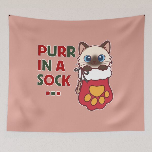 Item preview, Purr in a Sock – Cute Ragdoll Cat Christmas Design designed and sold by BGMeYou.