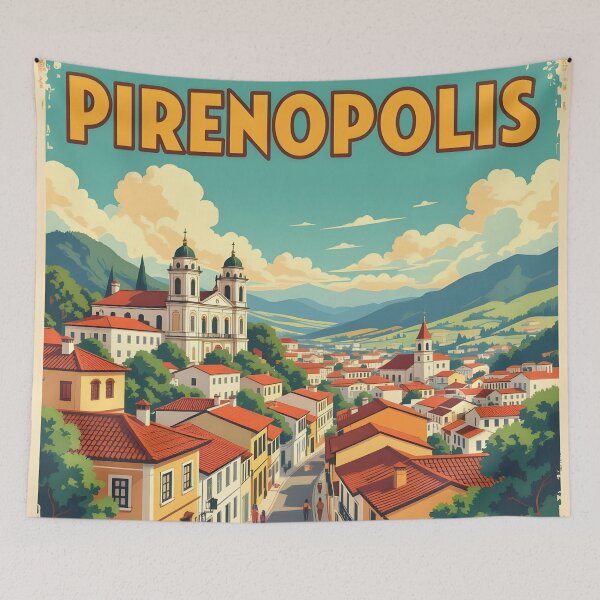 Item preview, Pirenópolis, Brazil: Vintage-Style Painterly Travel Poster designed and sold by LSVart.