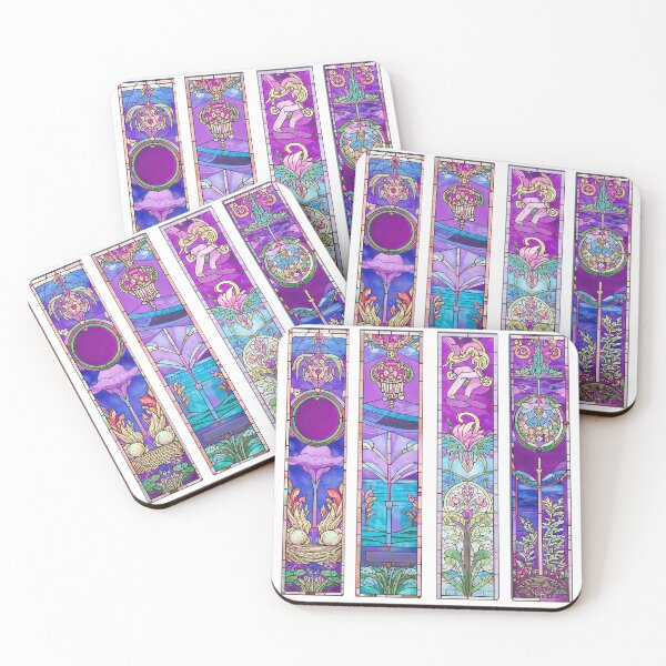 Item preview, Vibrant Purple Floral Stained Glass Panels designed and sold by LanaGustavsson.