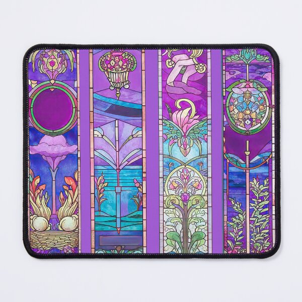 Item preview, Vibrant Purple Floral Stained Glass Panels designed and sold by LanaGustavsson.