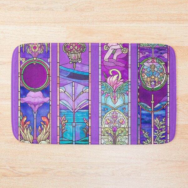 Item preview, Vibrant Purple Floral Stained Glass Panels designed and sold by LanaGustavsson.