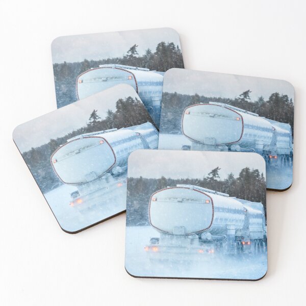 Item preview, Snowy Fuel Tanker Truck on Winter Highway designed and sold by Taina Sohlman.
