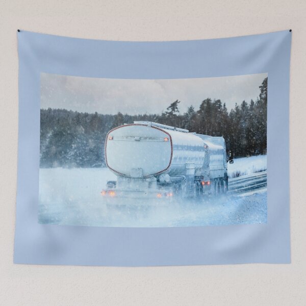 Item preview, Snowy Fuel Tanker Truck on Winter Highway designed and sold by Taina Sohlman.