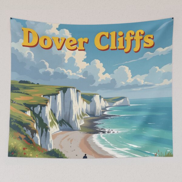 Item preview, White Cliffs of Dover, Kent: Vintage-Style Painterly Travel Poster designed and sold by LSVart.