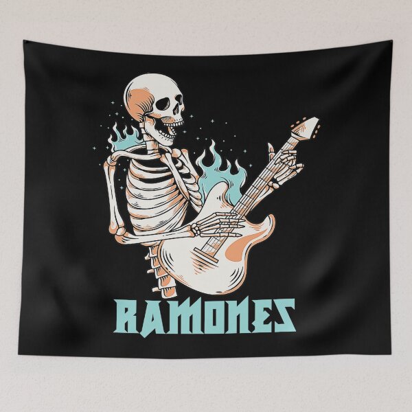 Item preview, Skull Playing Guitar Ramones designed and sold by Haikyuu269.