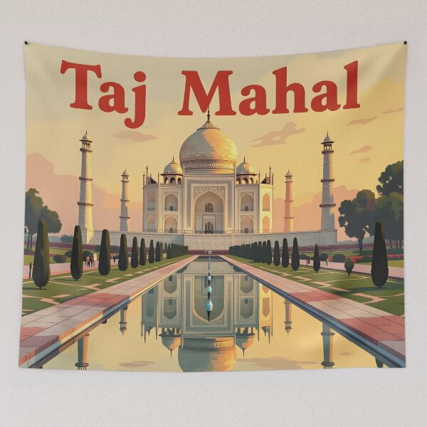 Item preview, Taj Mahal, Agra: Vintage-Style Painterly Travel Poster designed and sold by LSVart.