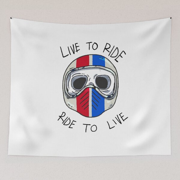 Item preview, Tricolor Racing Helmet "Live to Ride" Biker Motto designed and sold by RNASstuff.