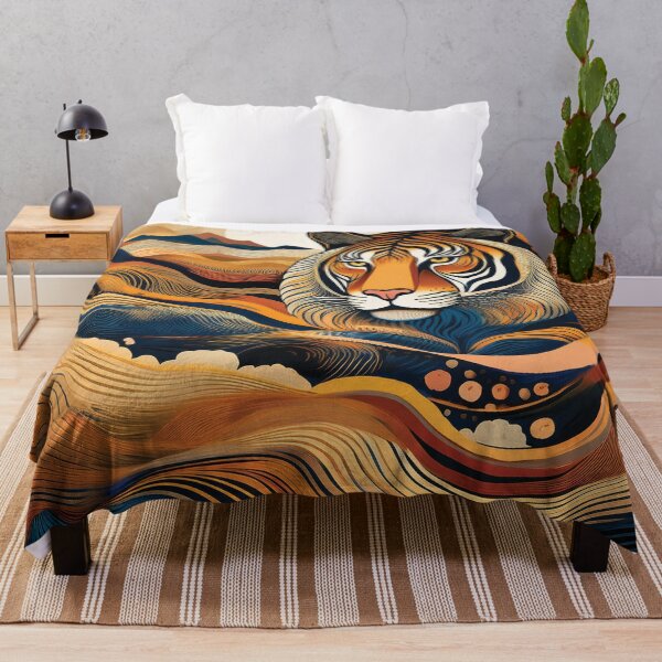 Item preview, Ethereal Tiger in Flowing Mountains – Abstract Wildlife Art designed and sold by MDKey DESIGN.