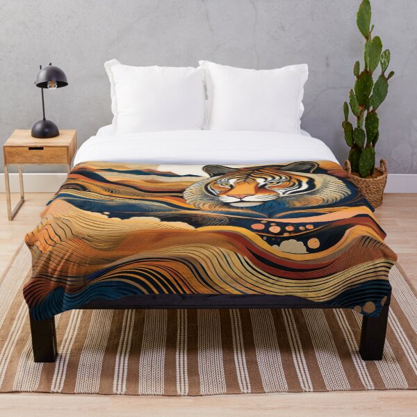 Item preview, Ethereal Tiger in Flowing Mountains – Abstract Wildlife Art designed and sold by MDKey DESIGN.