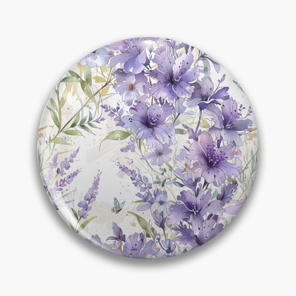 Item preview, Lavender Purple Floral Watercolor Pattern With Delicate Flowers And Butterflies designed and sold by CoolPixels.