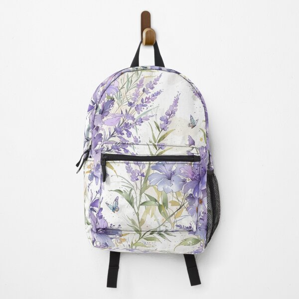 Item preview, Lavender Purple Floral Watercolor Pattern With Delicate Flowers And Butterflies designed and sold by CoolPixels.