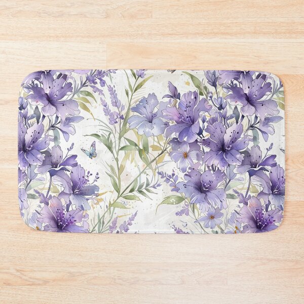 Item preview, Lavender Purple Floral Watercolor Pattern With Delicate Flowers And Butterflies designed and sold by CoolPixels.