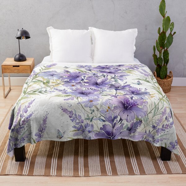 Item preview, Lavender Purple Floral Watercolor Pattern With Delicate Flowers And Butterflies designed and sold by CoolPixels.